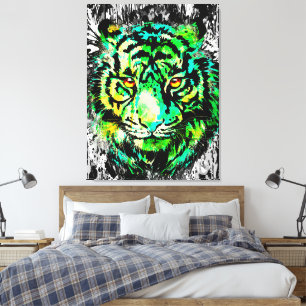 Colourful Tiger Canvas Print Colourful Tiger Art