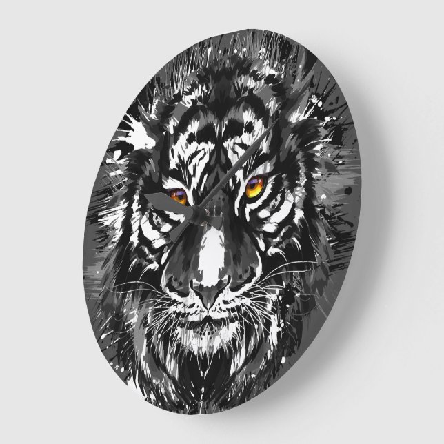 Colourful Tiger Drawing - Abstract Art Tiger Clock (Angle)
