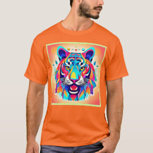 Colourful Tiger Face Art T-Shirt