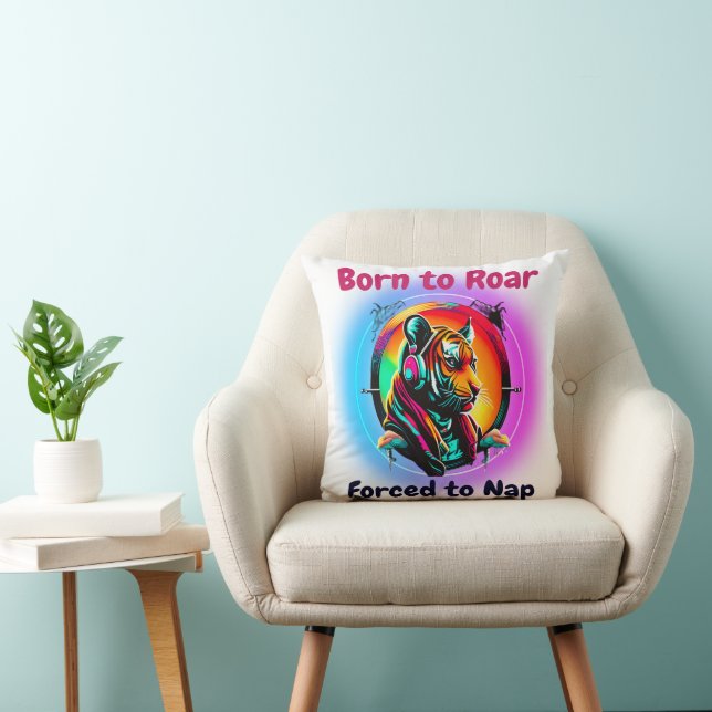 Colourful Tiger Face Cushion (Chair)