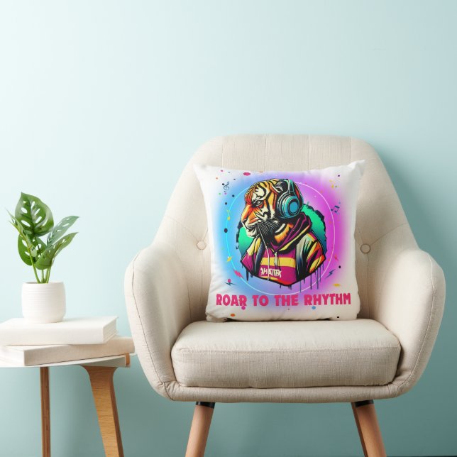 Colourful Tiger Face Cushion (Chair)