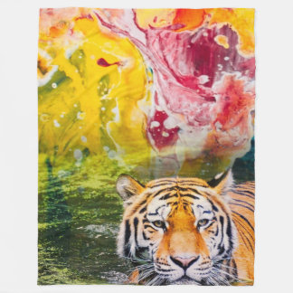 colourful Tiger Fleece Blanket
