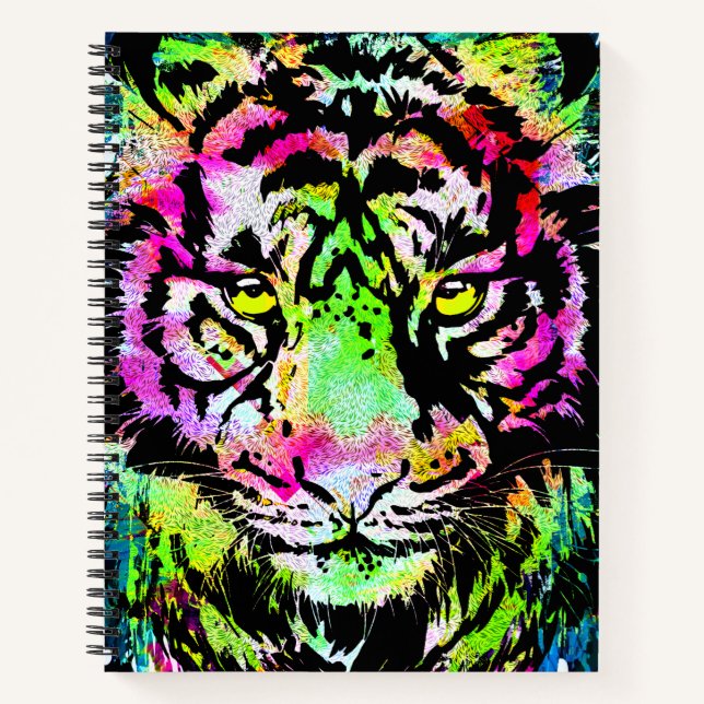 Colourful Tiger Head - Artistic Tiger  Notebook (Front)
