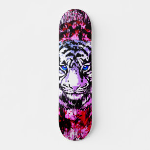 Colourful Tiger Head - Retro Tiger Skateboard