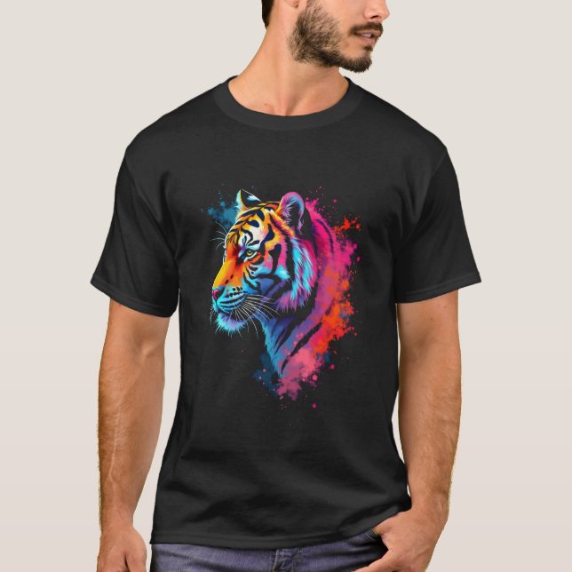 Colourful tiger head T-Shirt (Front)