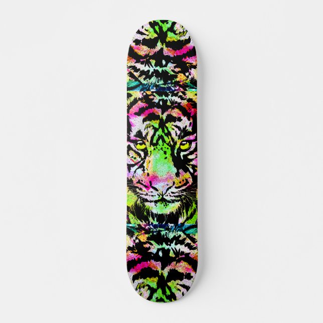 Colourful Tiger Head - Tiger Skateboard  (Front)