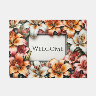 Colourful Tiger Lily Design Doormat