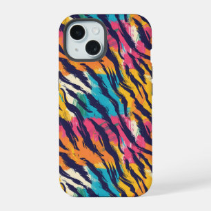 Colourful Tiger Stripes iPhone 15 Case