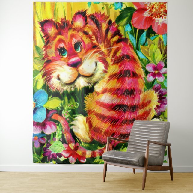 colourful tiger tapestry (In Situ)