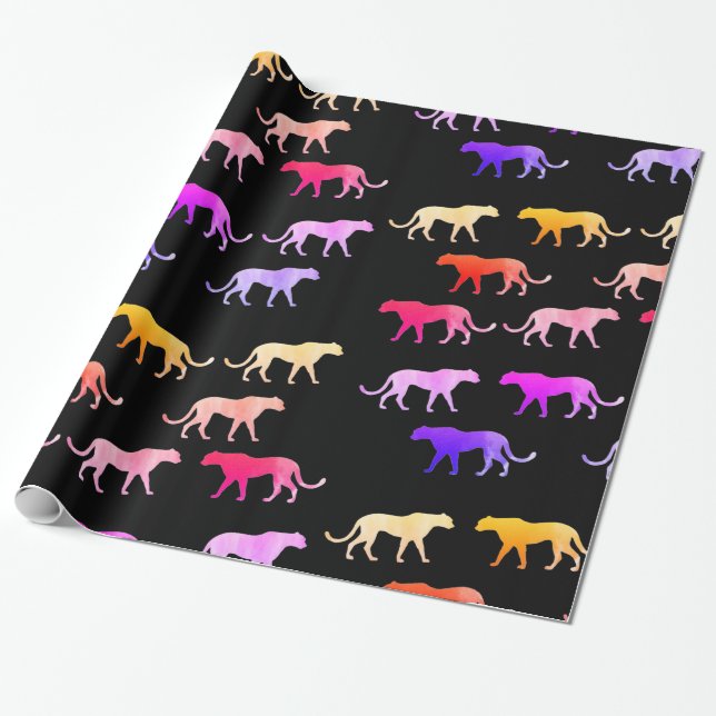 Colourful tigers, puma, custom  wrapping paper (Unrolled)