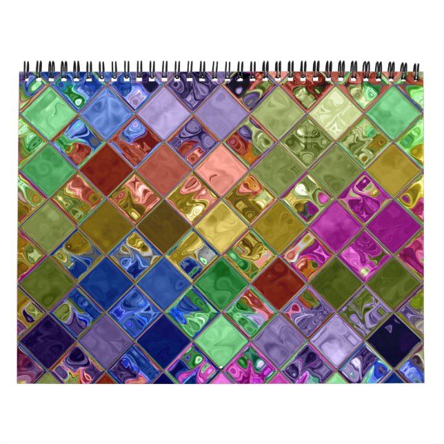 Colourful Tile Art Customisable Calendar (Cover)