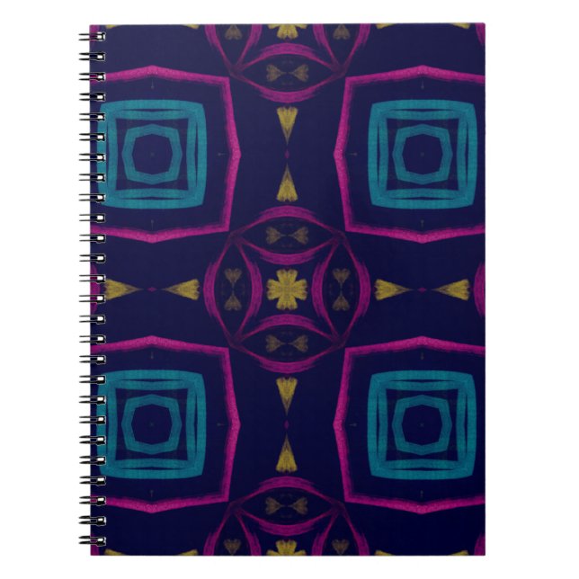 Colourful Tile illustration. Fashion Geometric Orn Notebook (Front)
