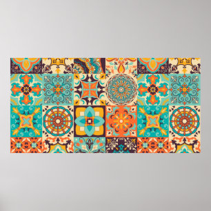 Colourful tiles Azulejos. Traditional Portuguese o Poster