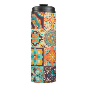 Colourful tiles Azulejos. Traditional Portuguese o Thermal Tumbler