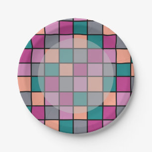 Colourful Tiles with Lighter Main Area Paper Plate