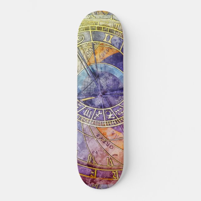 Colourful Time Astrology Abstract Skateboard (Front)