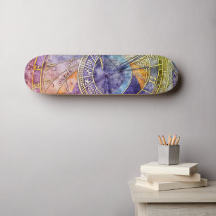 Colourful Time Astrology Abstract Skateboard