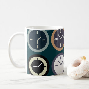 Colourful Time Clock Pattern Watchmaker Horologist Coffee Mug