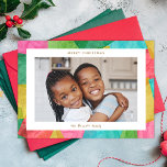 Colourful Tissue Paper Horizontal Christmas Photo Holiday Card<br><div class="desc">This fun, bright Christmas holiday card features a colourful tissue paper design that is overlapped, with a crafty, decoupage look. The back contains a matching design of overlapped Christmas trees. This bright design evokes a sense of playfulness, laughter, and childhood joy in the simple things. *Artwork created exclusively by Orabella...</div>