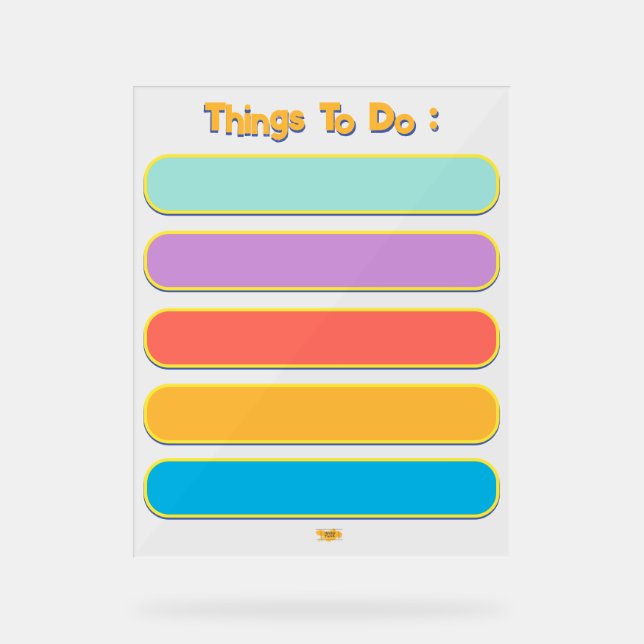 Colourful To do List Day Planner Acrylic Sign (Front)