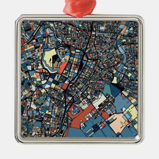 Colourful Tokyo Map Metal Tree Decoration (Front)