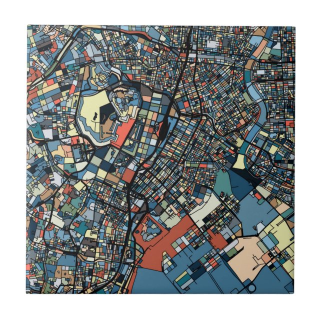 Colourful Tokyo Map Tile (Front)