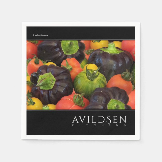 Colourful Tomato & Purple Bell Pepper Medley Napkin (Front)
