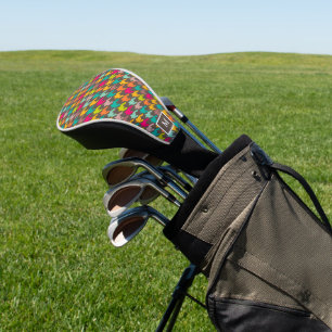 Colourful tooth hound seamless pattern on brown golf head cover