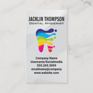Colourful Tooth Logo   Dental Professional Business Card