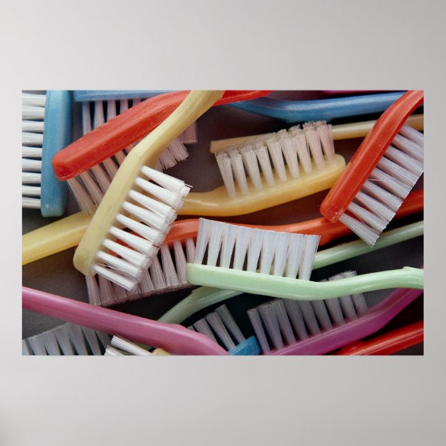 Colourful toothbrushes poster (Front)