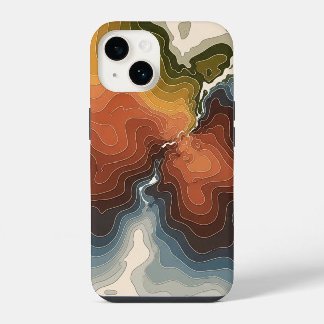 Colourful Topographic Map Print iPhone Case (Back)