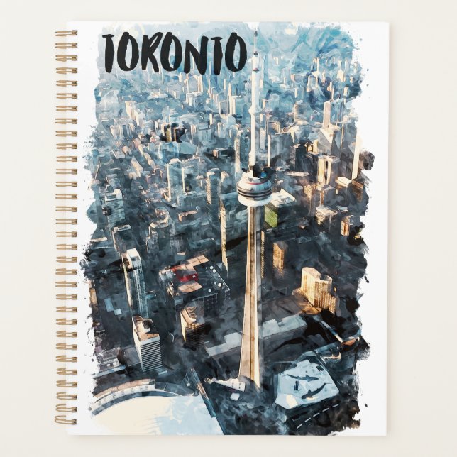 Colourful Toronto Canada City Silhouette Planner (Front)