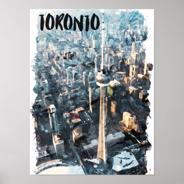Colourful Toronto Canada City Silhouette Poster (Front)