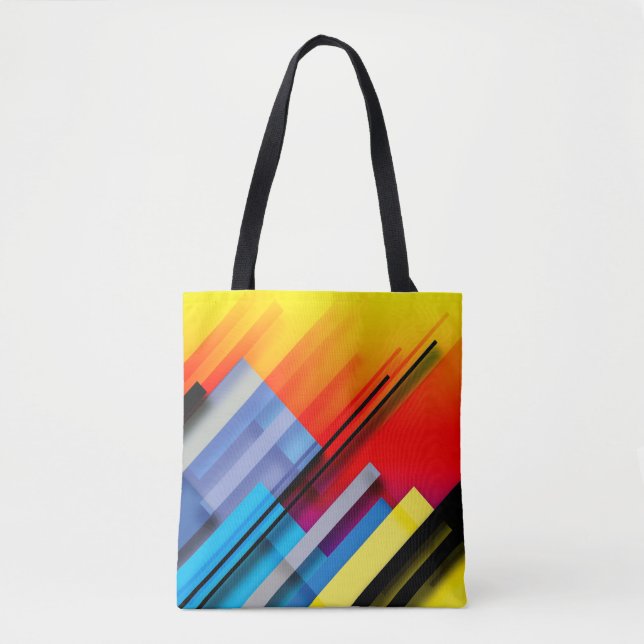 Colourful Tote Bag with diagonal stripes (Front)
