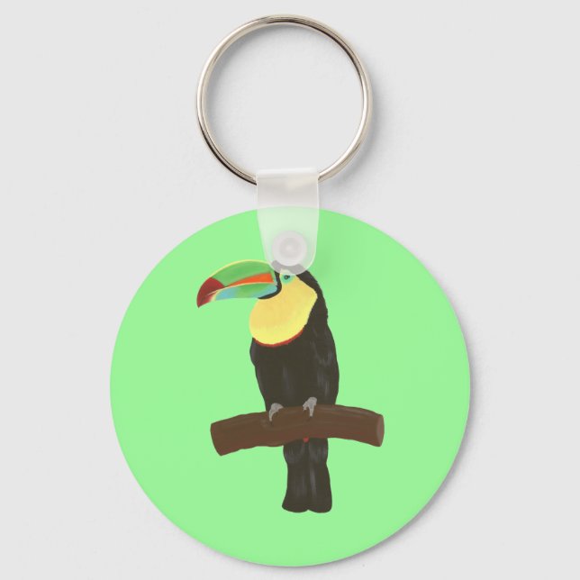 Colourful Toucan Bird Painting Key Chain (Front)