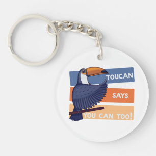 Colourful Toucan Bird with Positive Message Key Ring