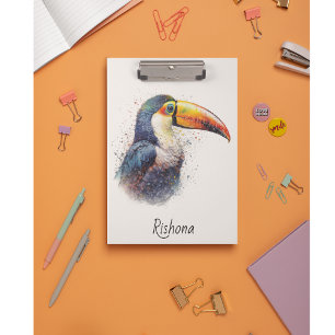Colourful Toucan in Pointillism customisable Clipboard