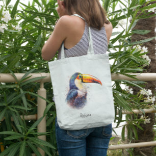 Colourful Toucan in Pointillism customisable Tote Bag