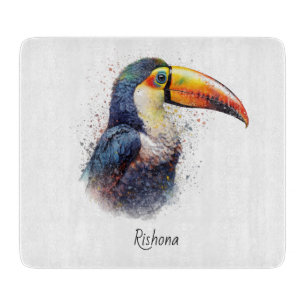 Colourful Toucan in Pointillism Style Cutting Board