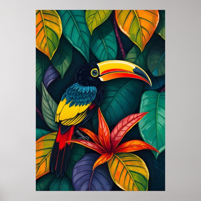 Colourful Toucan Jungle Art – Tropical Bird Poster (Front)