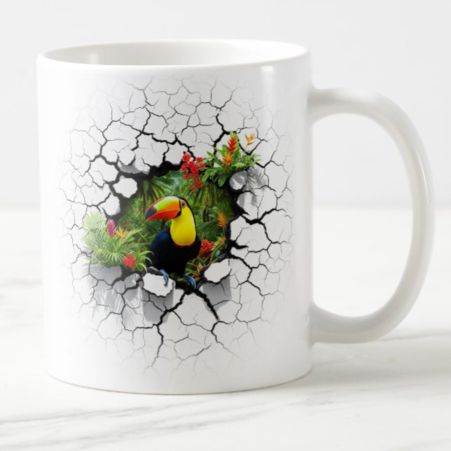 Colourful Toucan Looking Through Wall Portal Coffee Mug (Creator Uploaded)