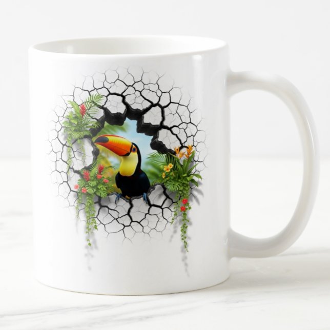 Colourful Toucan Looking Through Wall Portal Coffee Mug (Creator Uploaded)