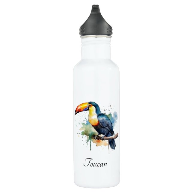 colourful toucan sitting on a  branch 710 ml water bottle (Right)