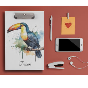 colourful toucan sitting on a branch clipboard