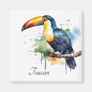 colourful toucan sitting on a branch magnet