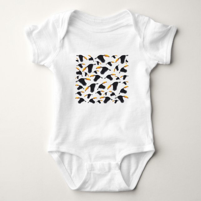 Colourful Toucan Tropical Bird Pattern Baby Bodysuit (Front)