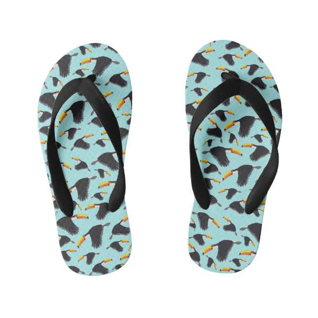 Colourful Toucan Tropical Bird Pattern Kid's Jandals (Footbed)