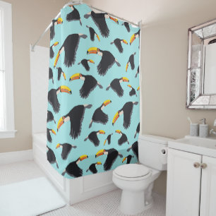 Colourful Toucan Tropical Bird Pattern Shower Curtain