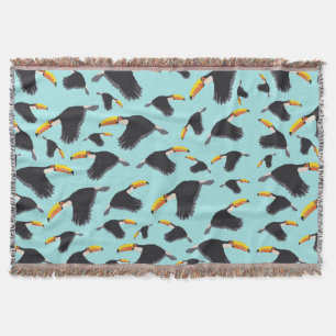 Colourful Toucan Tropical Bird Pattern Throw Blanket