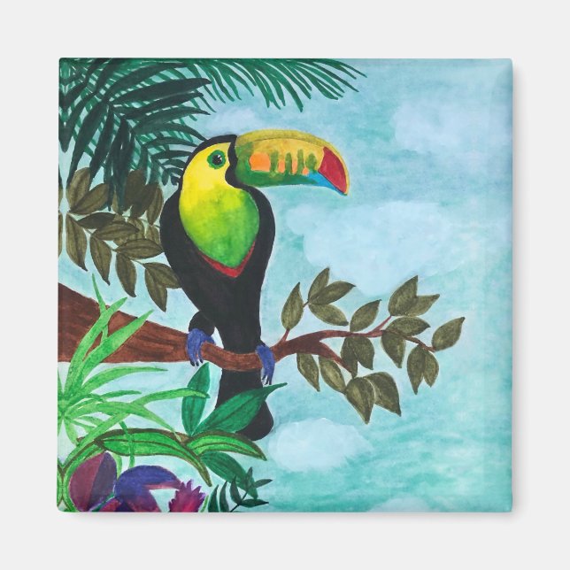 Colourful Toucan Tropical Rainforest Magnet (Front)